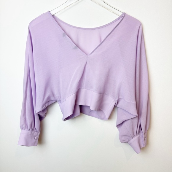 Zara | Semi-Sheer Lilac Fitted Waist Flowy Top - Picture 7 of 10